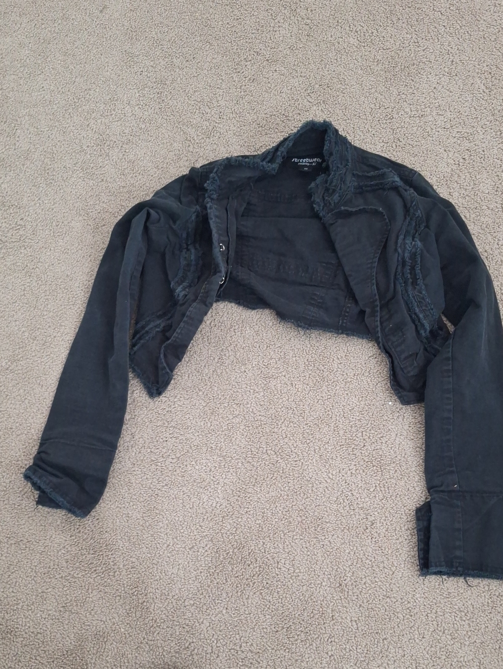 Streetwear Society Black Distressed Cropped Jacket - Picture 3 of 3
